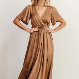 Baltic born Sicily satin dress mocha Small NWT